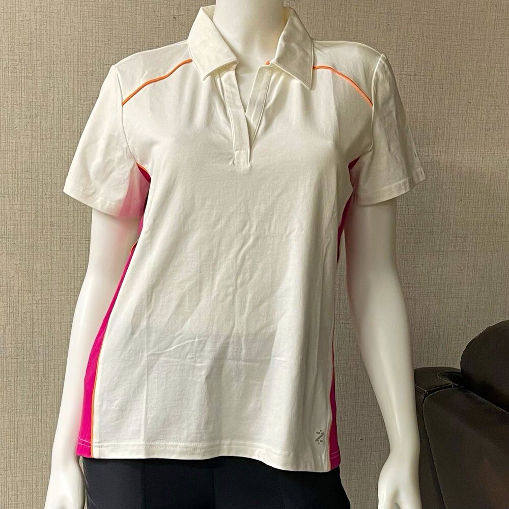 Izod XPG nwot Women's L Golf Polo Shirt Moisture Wicking White Pink